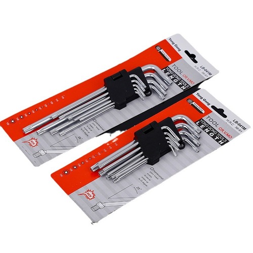 Torx wrench, medium length and extended star-shaped hexagonal wrench, 9-piece set, hexagonal wrench set