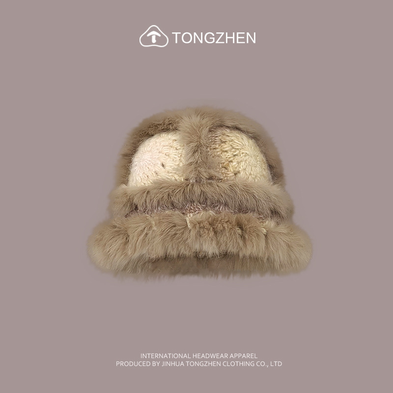 China-Chic Kaninchenhaar Löwe Erwachen Niedlicher Plüsch-Tigerkopf für Kinder, chinesische gestrickte Fischermütze im Winter_voghion.com