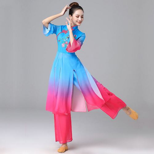 Yunshang square dance yangko costume new fan classical dance costume suit female folk dance costume performance costume 2105