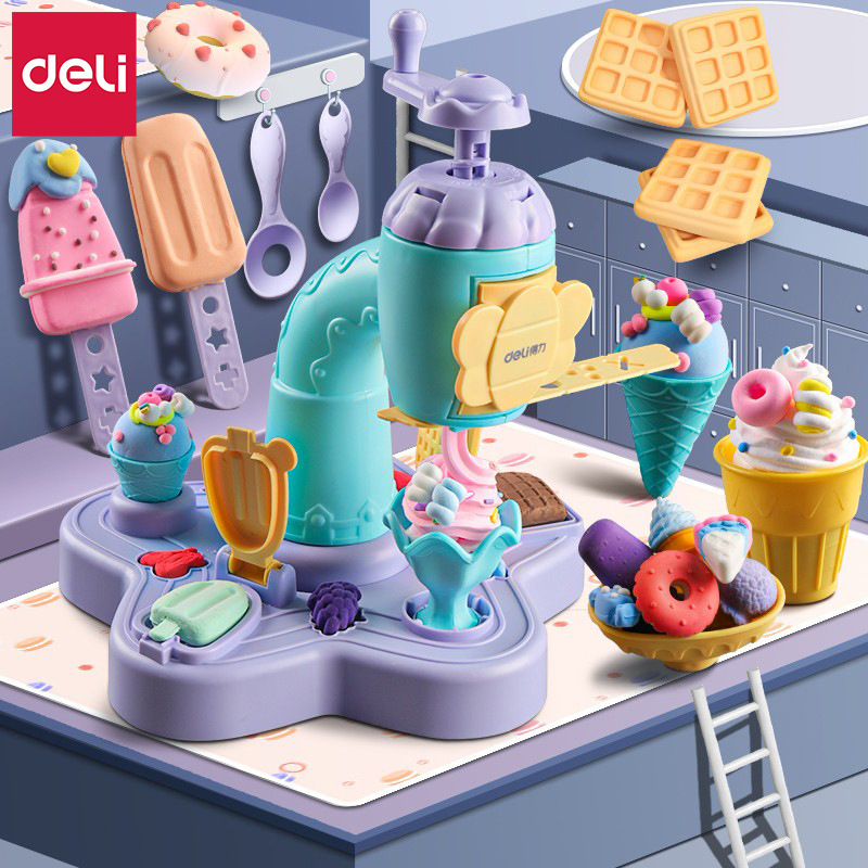 Deli 67805 Ice Cream Toy Noodle Machine Wholesale Plasticine Children Food Grade Color Mud Mold Set Deli 67805 Ice Cream Toy Noodle Machine Wholesale Plasticine Children Food Grade Color Mud Mold Set