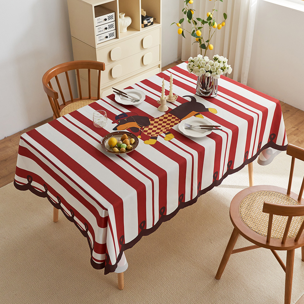 2025 Waterproof Dopamine Dachshund Shaped Tablecloth Desk Coffee Table High-End Coffee Table Mat Tablecloth Decorative Cloth