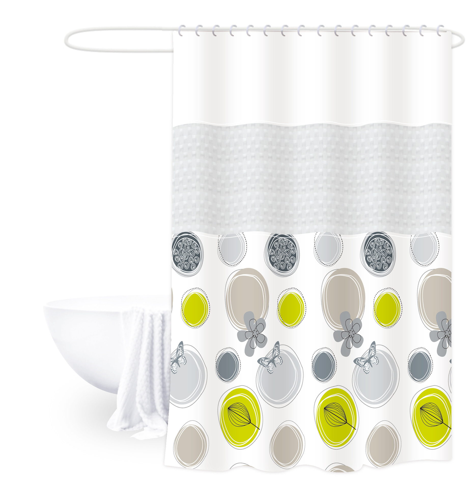 180*200 impresión engrosada de empalme cortina de ducha cortina de baño peva semi-transparente baño impermeable baño partición cortina de ducha