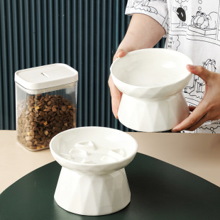 Pet Supplies Ceramic Elevated Slow Feeder Bowl Protects Spine Water Bowl Cat Bowl Food Bowl Cat Food Bowl Ceramic Bowl for Cats