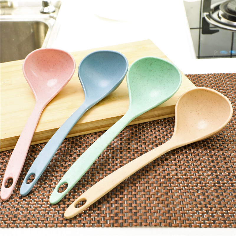 Wheat Straw Soup Spoon Long Handled Heat Resistant Porridge Scoop_voghion.com