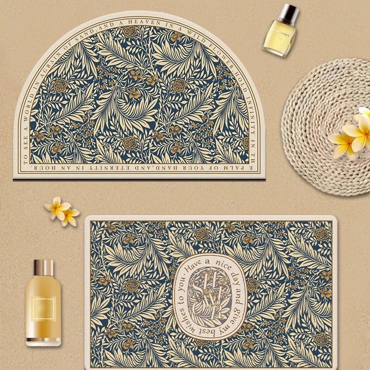 American retro bathroom floor mat door bathroom non-slip floor mat diatom mud absorbent household mat quick-drying mat