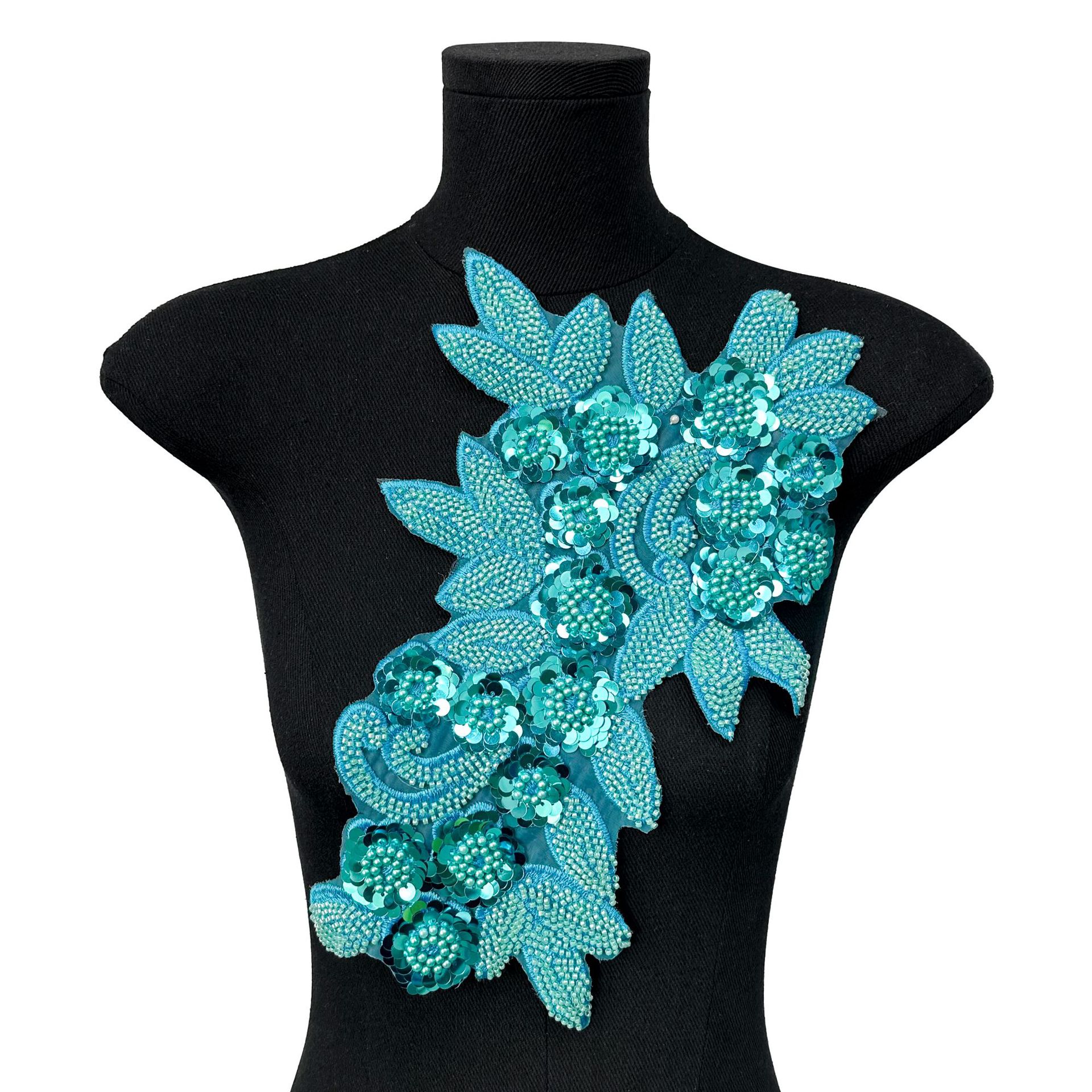 Nuevo transfronterizo de la industria pesada clavos cuentas cuentas sequillas flor tridimensional encaje vestido de boda vestido vestido de rendimiento vestido pegatinas de flores