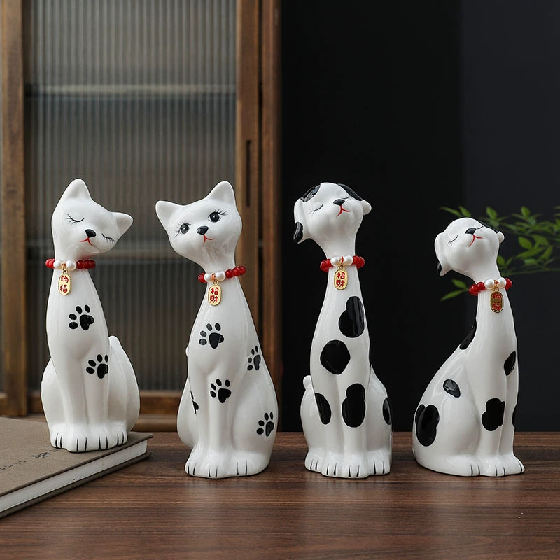 9594 people collect] Nordic couple cat ceramic ornaments modern simple home decoration dog living room porch lying