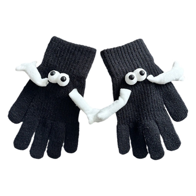 2023 Otoño e Invierno nueva pareja estudiante magnético guantes calientes muñeca linda al aire libre negro cerdas mano guantes