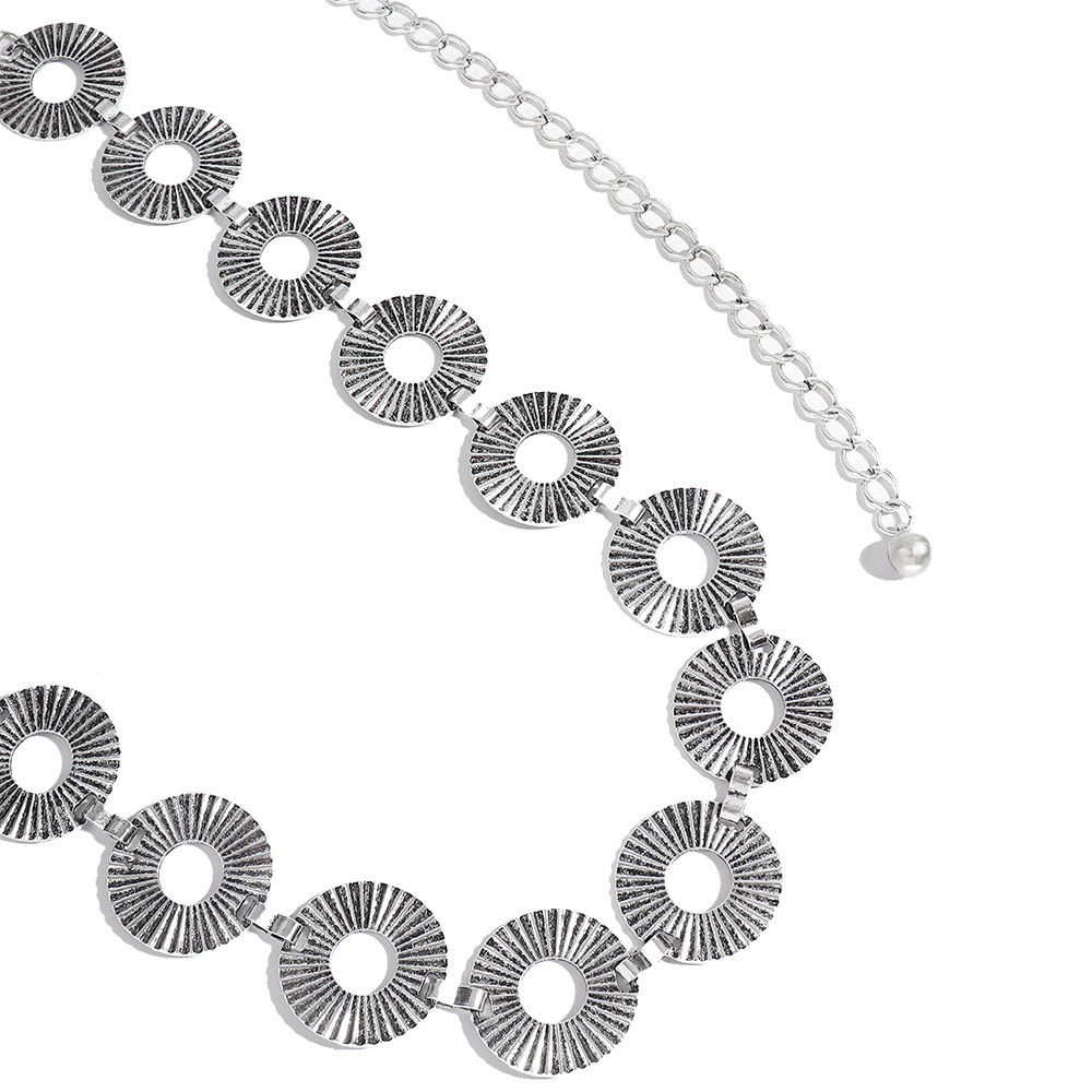 85g Weight Zinc alloy Buckle Material Waist Chain Classification Metal Material Round Pattern Unisex Gender Simple Style Style Lady Round Metal Unisex Chain Belts 7