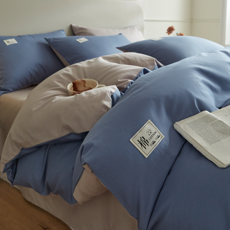 Color sólido simple cama de cuatro piezas de algodón puro algodón grado madre y bebé puede dormir desnudo sábanas de cama Kits al por mayor