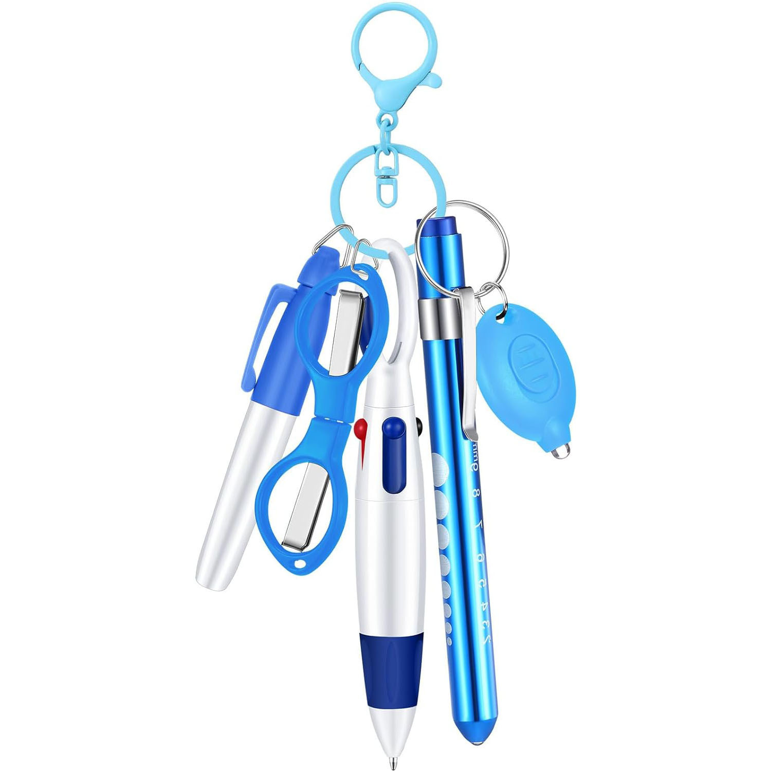 Nurse uniform, ballpoint pen, set, foldable flashlight, scissors, keychain, Amazon, 6 pieces
