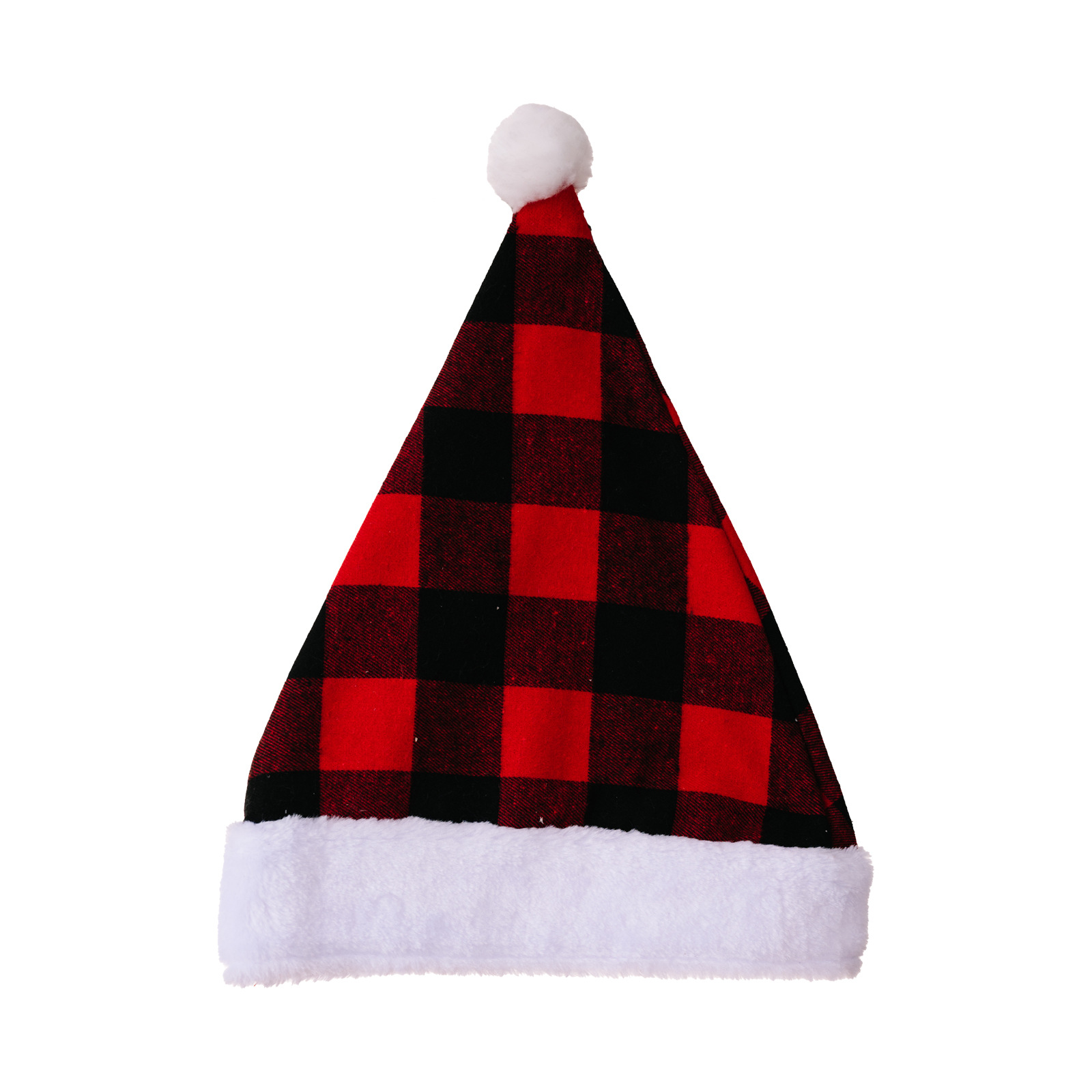 Christmas New Christmas Decoration Plush Edge Plaid Christmas Hat High-end Children's Red and Black Hat Adult Hat_voghion.com