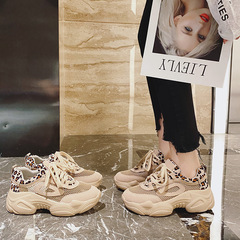 2021 autumn and winter dad shoes for women leopard print casual height increase size 32-34 thick-soled sneakers ins large size 41-43