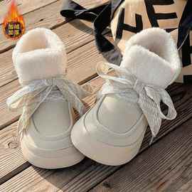 加绒保暖棉鞋2025新款秋冬小白鞋百搭chic高帮休闲运动雪地靴