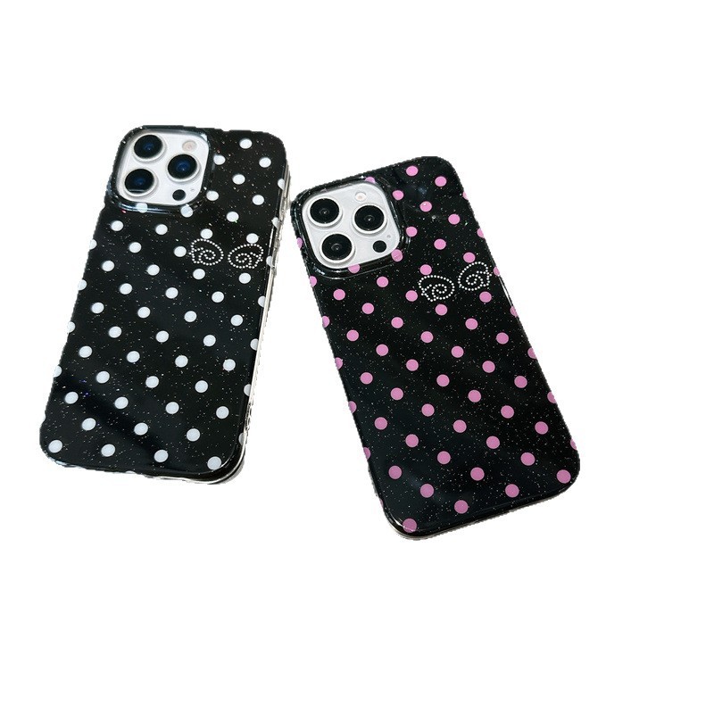 ins日韩极简细闪波点翅膀适用iPhone16苹果15ProMax/14手机壳13女|undefined