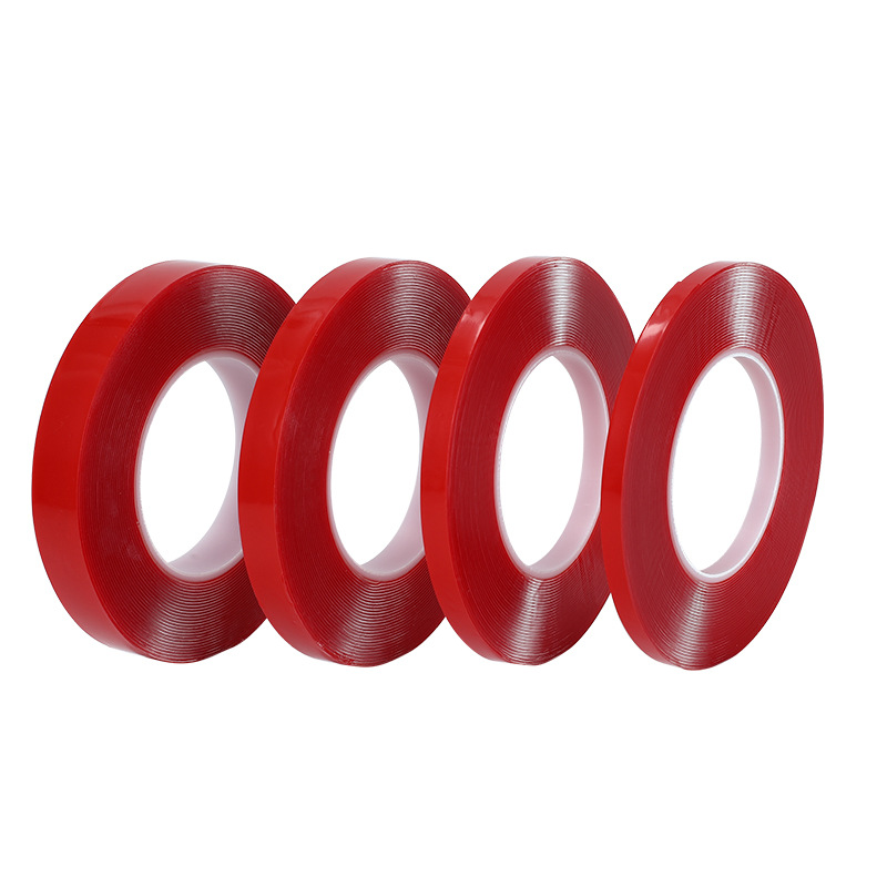 Venta al por mayor 1mm película roja transparente adhesivo de doble cara Adhesivo resistente al agua de alta temperatura resistente acrílico cinta adhesiva de doble cara