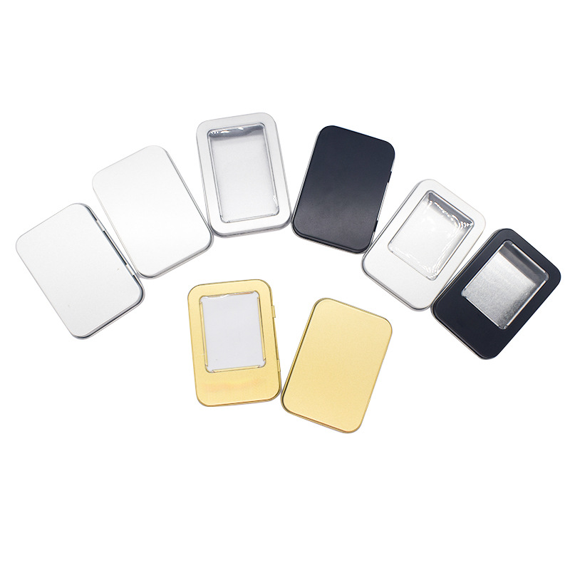 Caja de hojalata esmerilado portátil cortaúñas pequeño producto ventana caja de hierro embalaje insignia U disco conmemorativo caja de almacenamiento de monedas