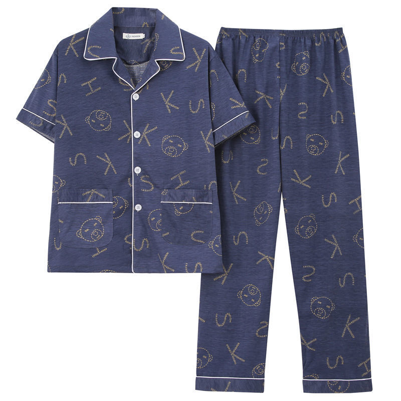 Pijamas de verano de los hombres pantalones de manga corta de algodón Delgado de los hombres de verano casual más el tamaño de media manga homewear traje
