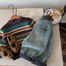 木野冬季加绒牛仔裤湖州织里童装男童韩版加厚保暖长裤儿童休闲裤