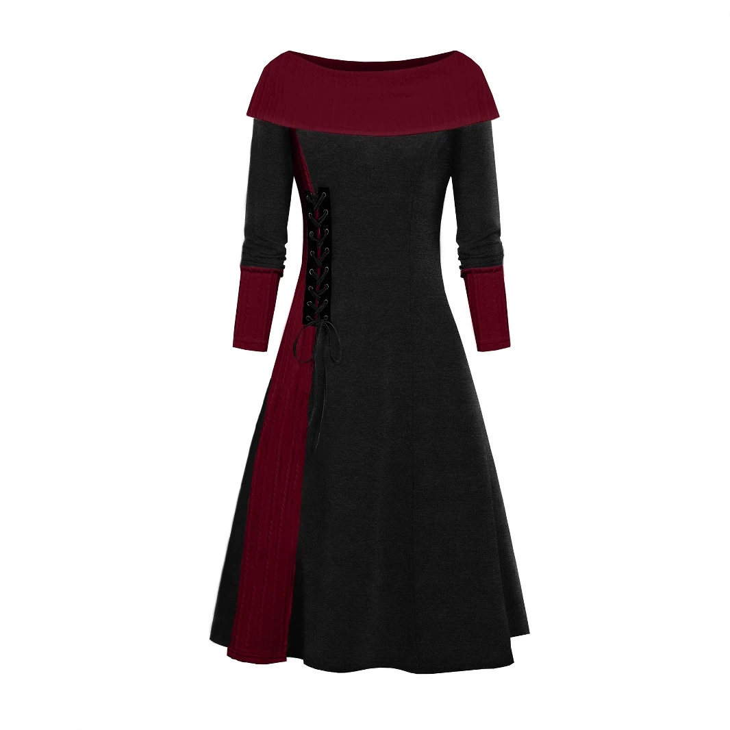 2024 Amazon Женская одежда eBay AliExpress новое контрастное сшитое платье