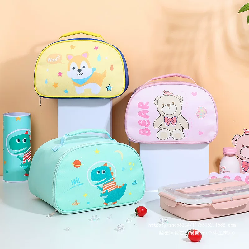 Сумка для ланча с изображением животных из мультфильма, для путешествий на работу, в школу, вместительная детская сумка для бенто с рисунком животных из мультфильма