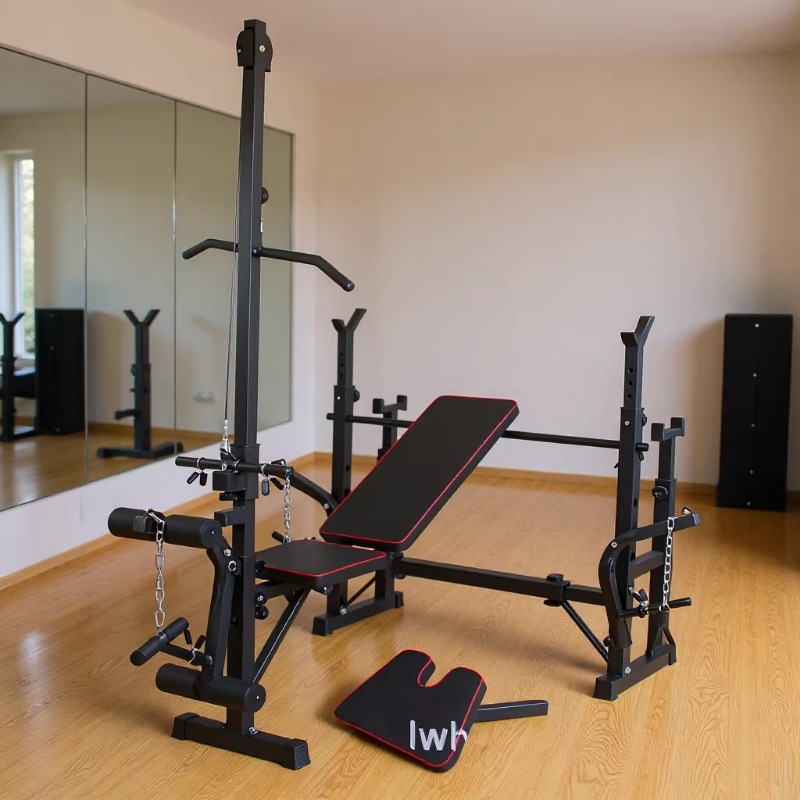 Directly Supplied from the Manufacturer, Semi-Frame Weightlifting Rack, High Pull Chest Expansion Bar, Bench Press Rack, Foldable Fitness Equipment Set