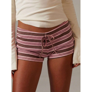 T 36978 Striped drawstring low-rise shorts �l�y���K������ѝ