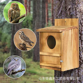 木质鸟窝树上悬挂式鸟房子园林挂件猫头鹰鹦鹉鸟巢户外实木喂鸟器