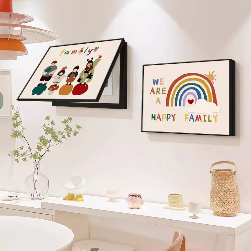 Decorative Painting for a Happy Family's Electric Meter Box in Cream Style, Covering the Distribution Box and Switch Cover, No-Drill Hanging Painting