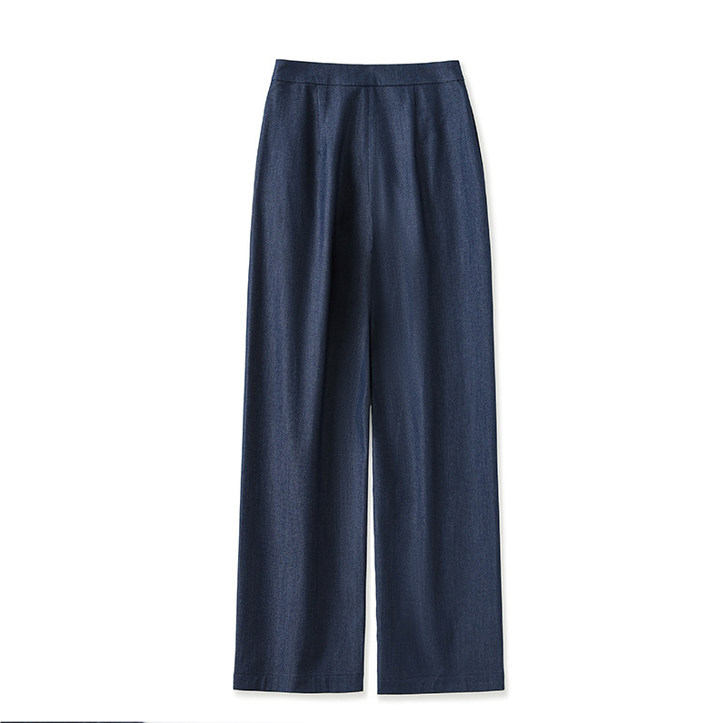 Quần culottes nữ ống rộng dáng suông vải mát lạnh — Màu xanh lam chi tiết 14