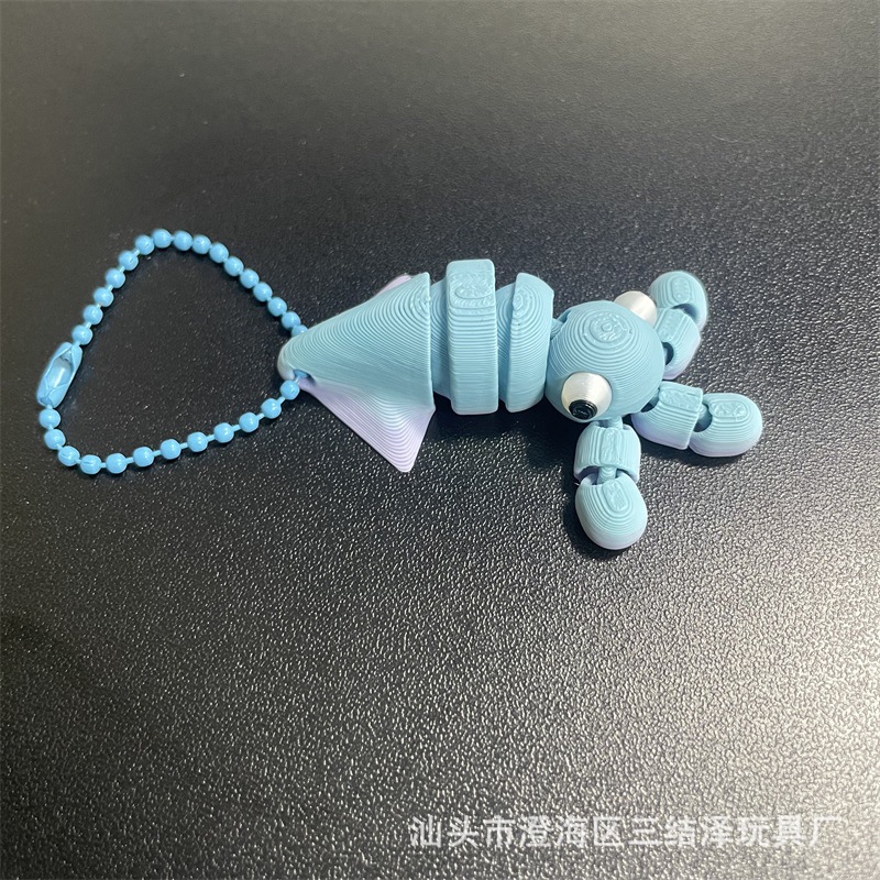 Blue-Squid 열쇠고리(3D 프린팅, 10개의 가동식 관절)