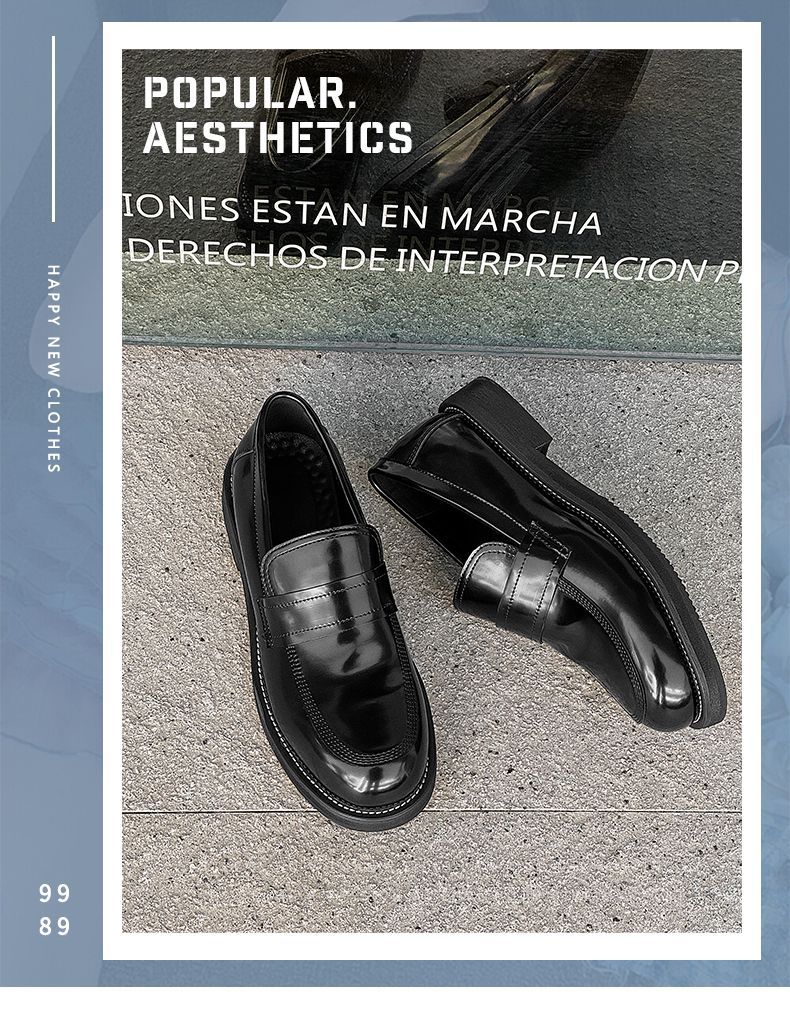 Mocassini casual da uomo ShoeVault in pelle con suola spessa, stile britannico alla moda, slip-on con rialzo, adatti per il lavoro e l'ufficio_voghion.com