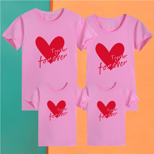 New trendy parent-child clothing, summer clothing, short-sleeved T-shirts for a family of three or four, mother-child clothing, mother-daughter clothing, kindergarten class uniforms, family clothing T-shirts