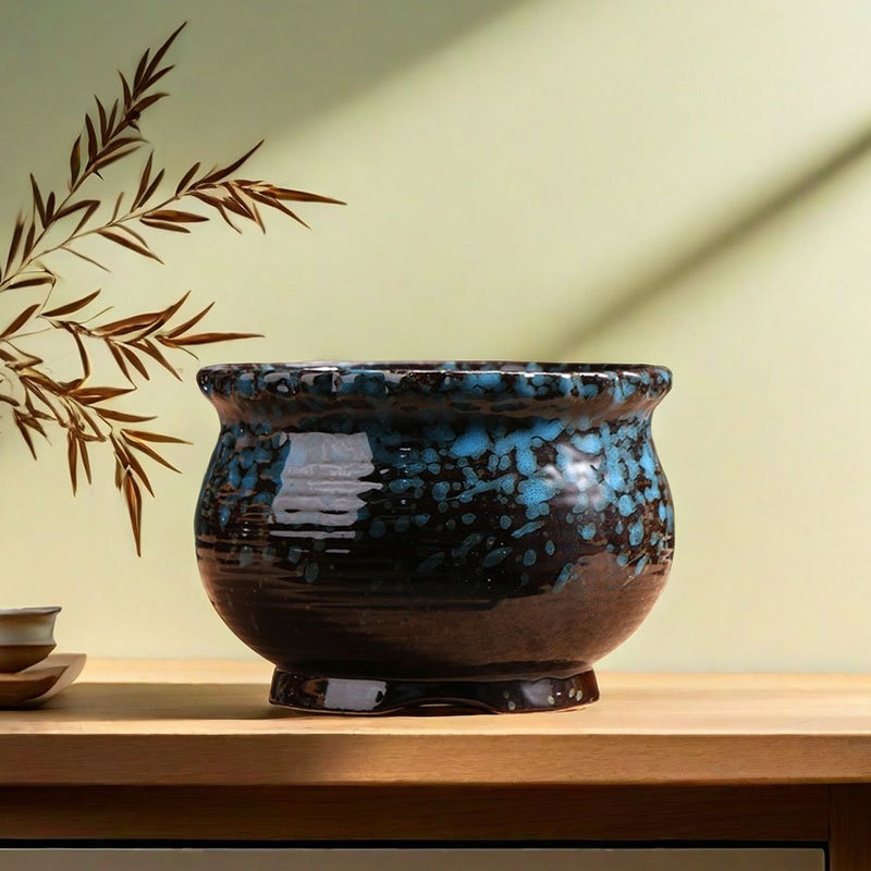 Qunseng maceta de flores de cerámica doméstica maceta de cerámica gruesa de gran calibre maceta de cerámica verde bandeja de flores al por mayor de precios especiales