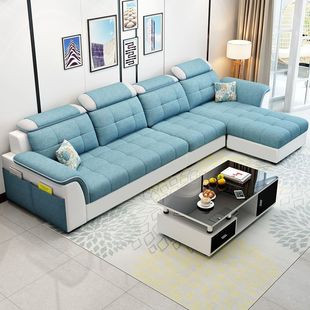 Nordic Fabric Sofa for Large and Small Living Rooms, Simple Modern Technology Fabric, Removable and Washable Rental House Three-Seater Sofa