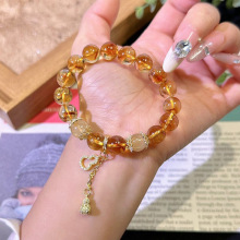 黄塔晶黄水晶手链女招财转运旺事业金发晶葫芦手串女情侣手链礼物