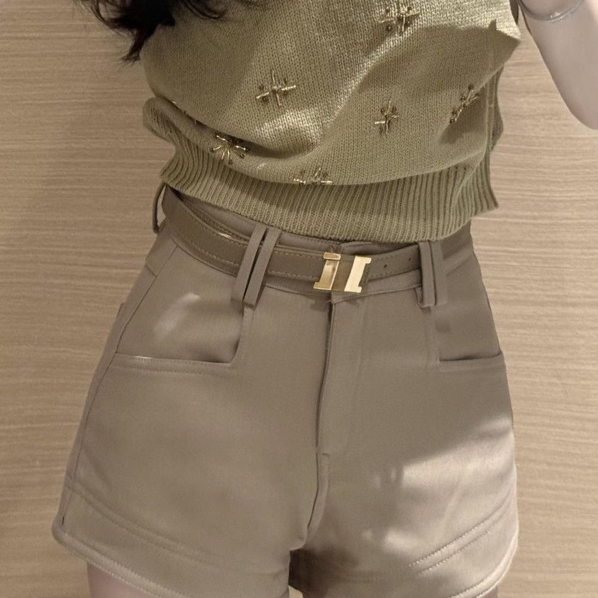 美式辣妹休闲短裤女夏季紧身直筒气质显瘦百搭高腰a字裤外穿热裤