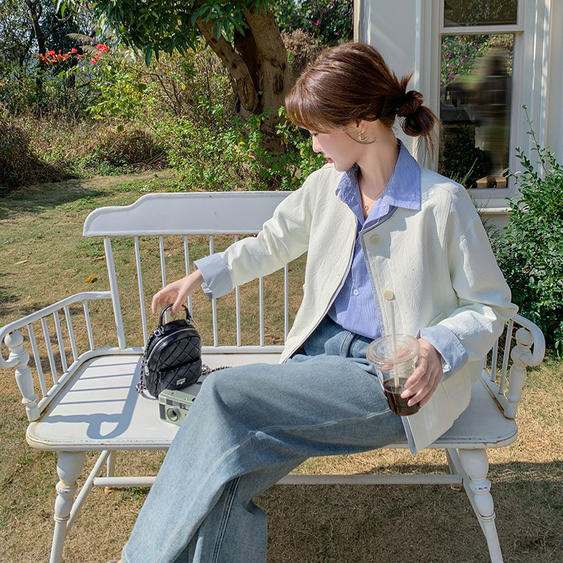 实拍今年流行白色小香风外套女春秋2025新款短款小个子夹克上衣|undefined