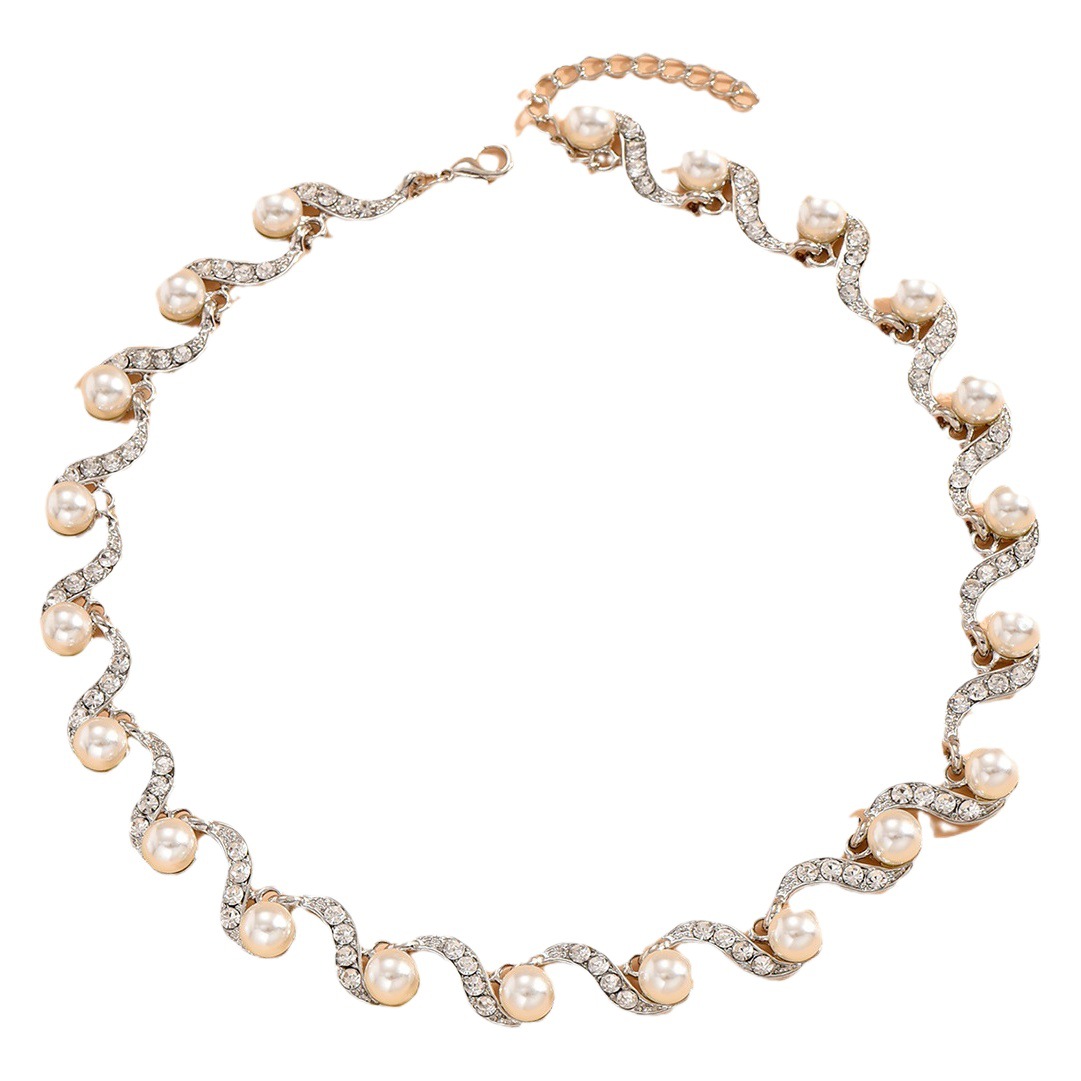 Joyería transfronteriza al por mayor europeo y americano popular de las mujeres de la perla artificial en forma de s de la joyería nuevos accesorios nupciales de la boda 985 #