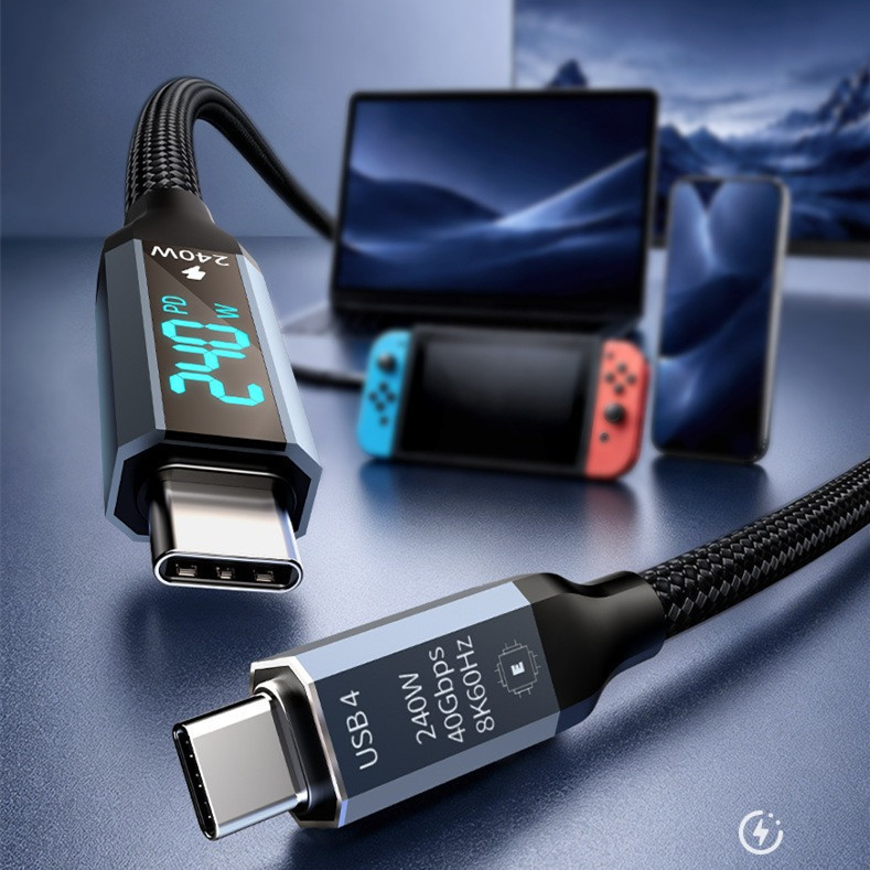 USB4 Digital Display Data Cable 240W Dual Type-C Fast Charging Cable 40Gbps 8K HD Thunderbolt 4 Mobile Phone Tablet Cable USB4 Digital Display Data Cable 240W Dual Type-C Fast Charging Cable 40Gbps 8K HD Thunderbolt 4 Mobile Phone Tablet Cable