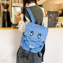 冬季新款可爱双肩背包高颜值时尚卡通猫咪学生书包拼接大容量背包