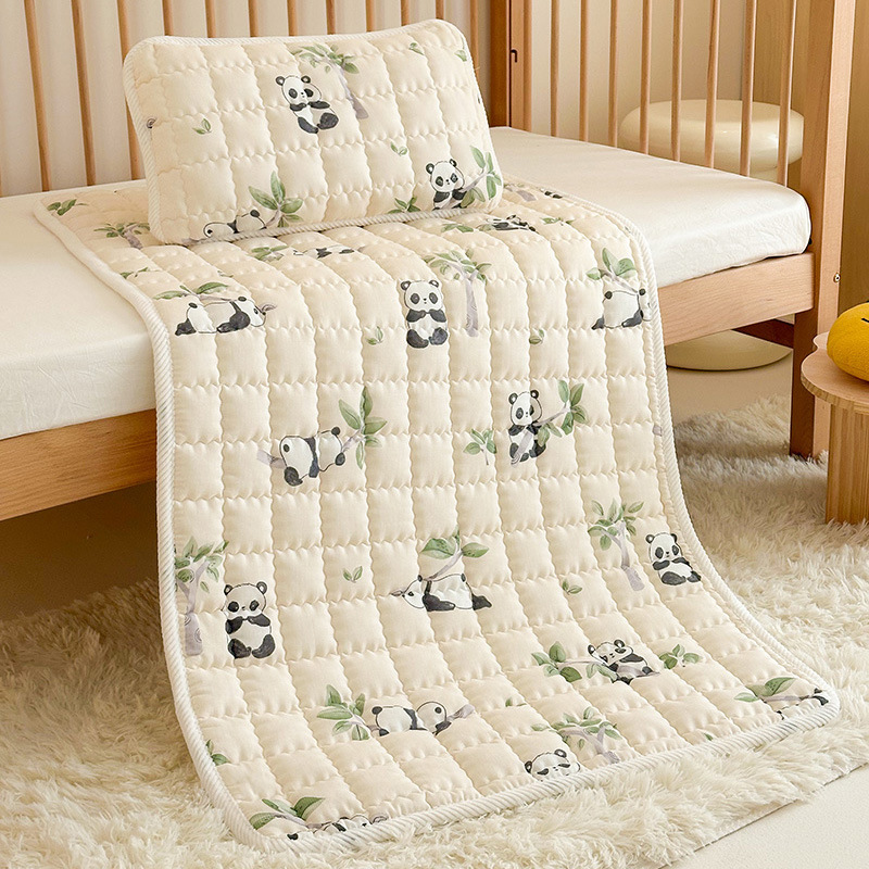 Class a Cotton Double-Layer Yarn Mattress Kidsren's Pure Cotton Quilted Soft Cushion Thickeneded Bed Sheetss Kidsren's Crib Cover Kindergarten