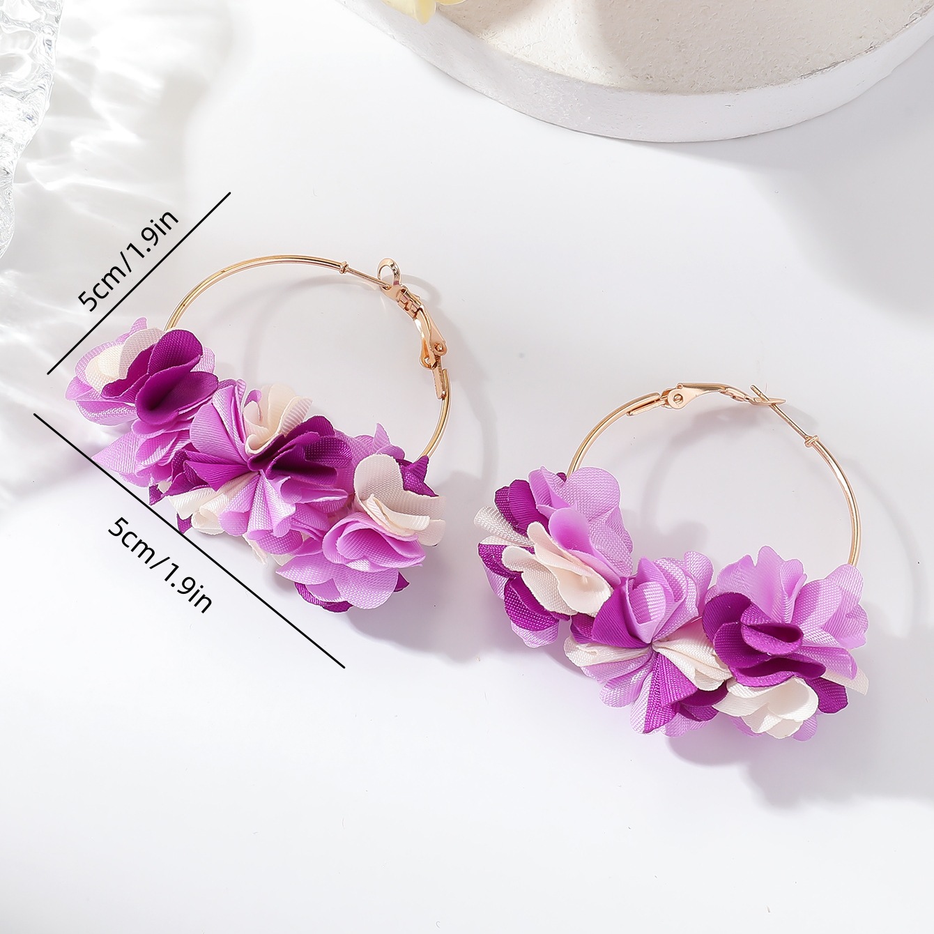 10g Weight 304 Stainless Steel Ear Needle Material Earrings Classification 1 Pair Quantity Travel, Street Occasion Cloth Material Flower Pattern All Seasons Season Women's Gender Sweet Style 1 Pair Sweet Flower Cloth Earrings 4