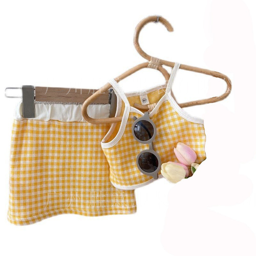 Set of 2 Summer Outfits for Girls: Tank Top and Skirt - New Korean Style, Stylish Short Skirt - Foshan Children's Clothing, Foreign Trade