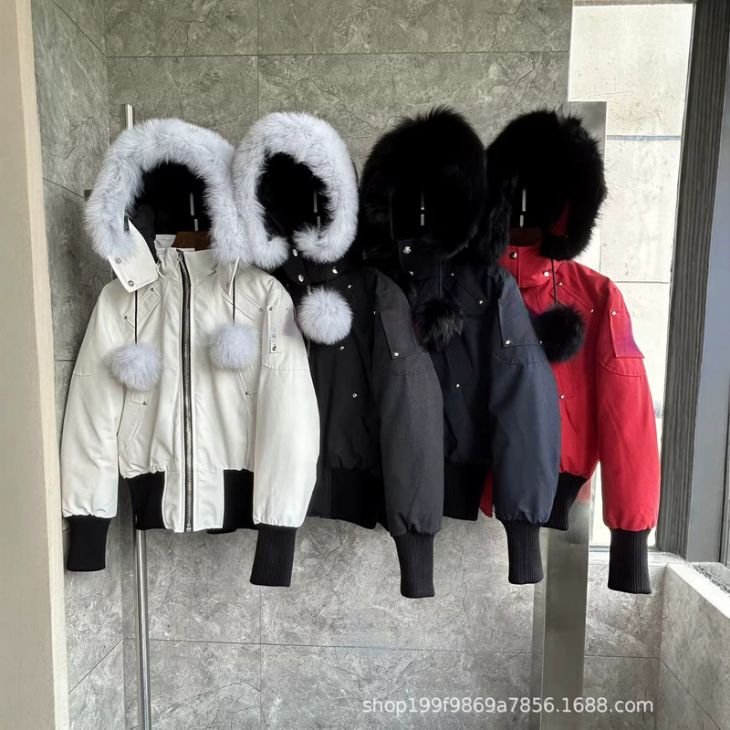 Scissors down Jacket Factory Model 03 Duck down Gold and Silver Short Jacket with Hood and Fox Fur Collar for Women High-End Scissors down Jacket Factory Model 03 Duck down Gold and Silver Short Jacket with Hood and Fox Fur Collar for Women High-End