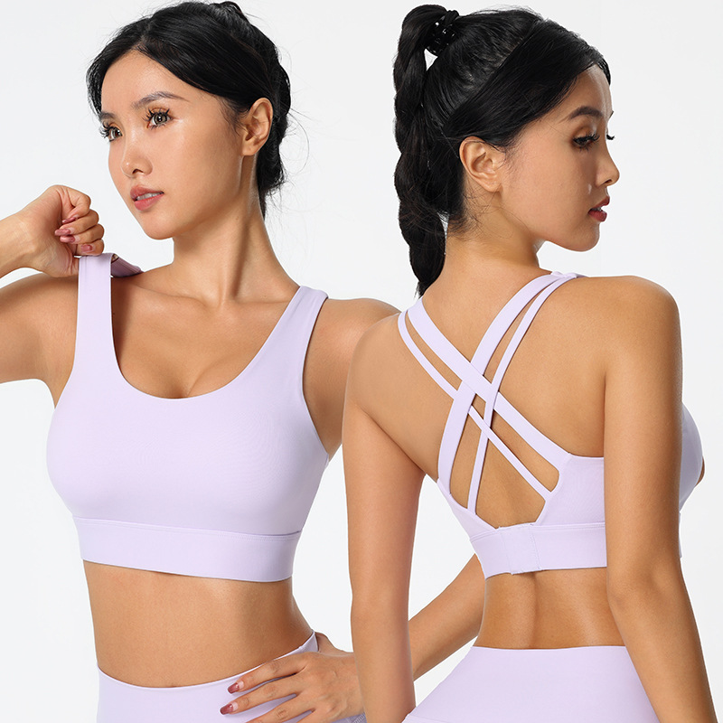 Actualizado desnudo Cruz trasera de una sola pieza fija Copa Sujetador deportivo yoga correr fitness ropa interior deportiva para mujeres image 5