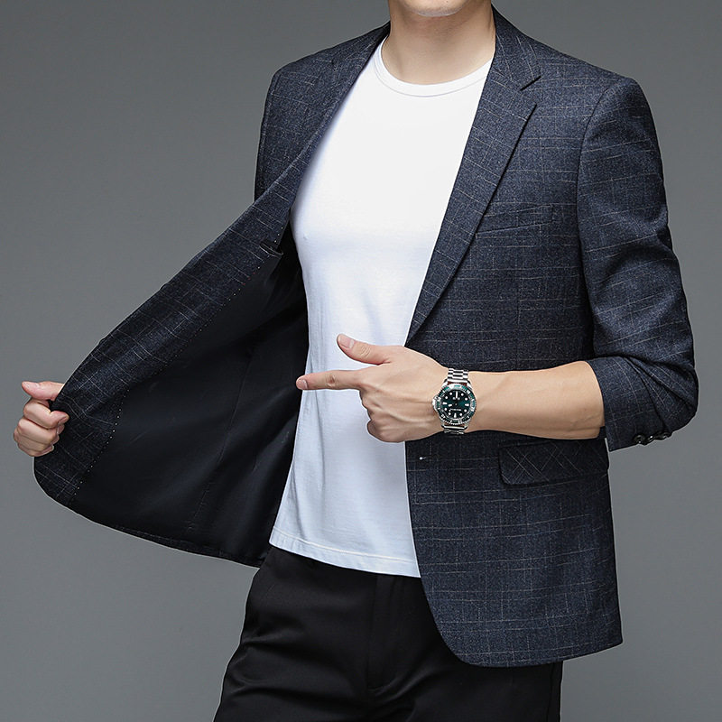 Áo vest nam dáng ôm cổ vest một hàng hai nút phong cách Hàn Quốc — Xanh xám