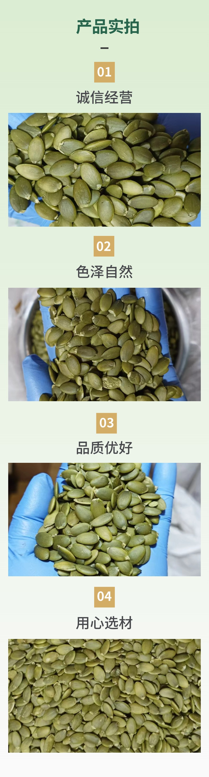 Pumpkin Seeds Shelled Pumpkin Kernel Nan Gua Zi Ren 500g Raw Edible Agricultural Product specifications