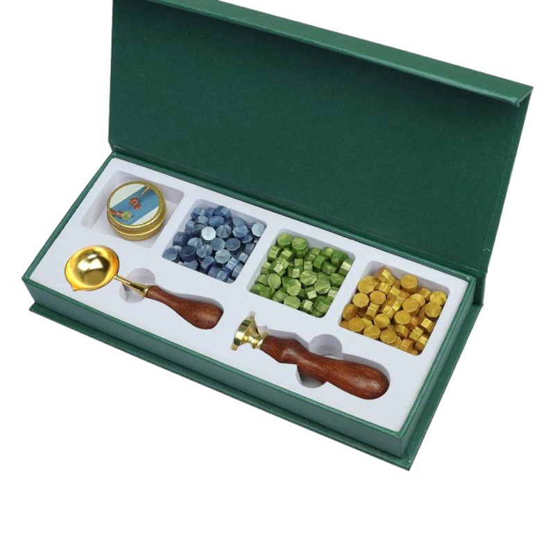 Color europeo fuego pintura sello traje conjunto completo europeo retro fuego pintura traje cera grano fuego pintura caja de regalo envolvente cera de sellado