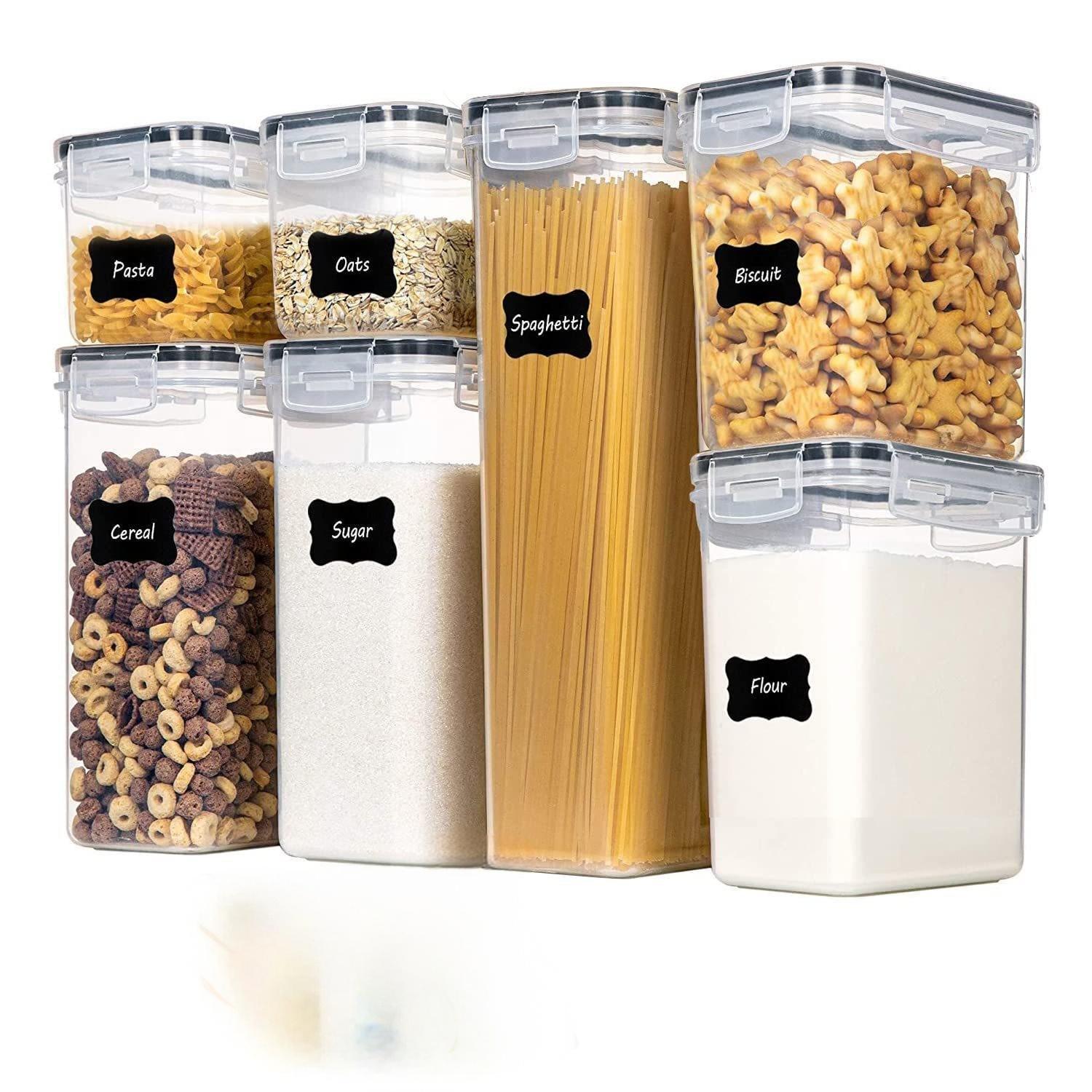 Recipiente hermético grande para cocina | Tarro transparente de plástico para almacenamiento de granos y alimentos secos